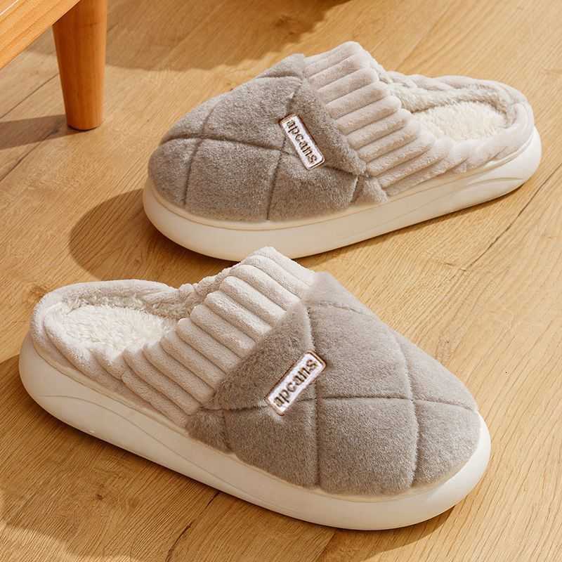 Womens Cotton Slippers Autumn Winter 2025 New Indoor Home Soft Sole Non-Slip Warm Plush Couple Cotton Slippers S260305