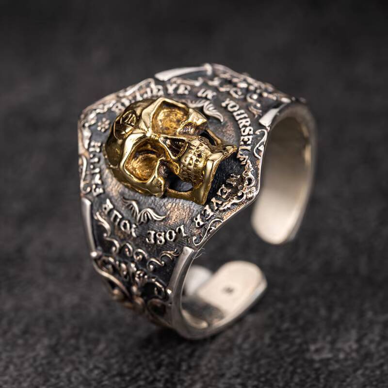Soul Awakening Skull Sterling Silver Ring 925 Unisex Punk Style Ornament for Men for Wedding and Party Fashion Jewelry