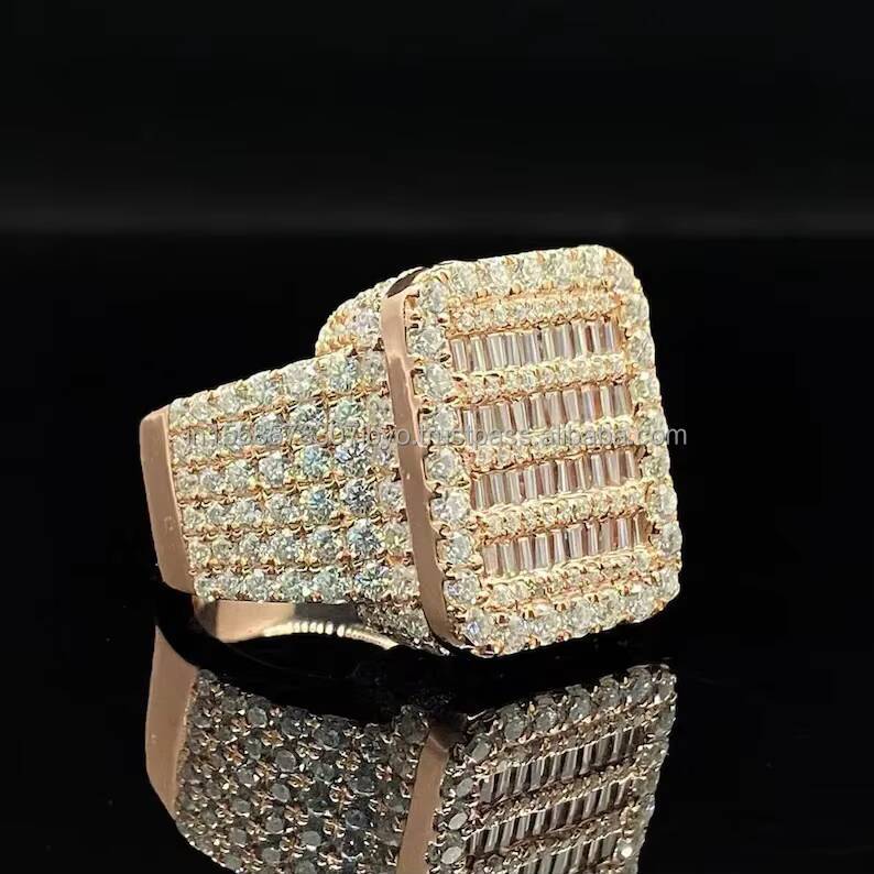 Mens Iced Out Baguette Diamond Engagement Ring 925 Silver VVS Moissanite Champion Ring Custom Hip Hop Ring