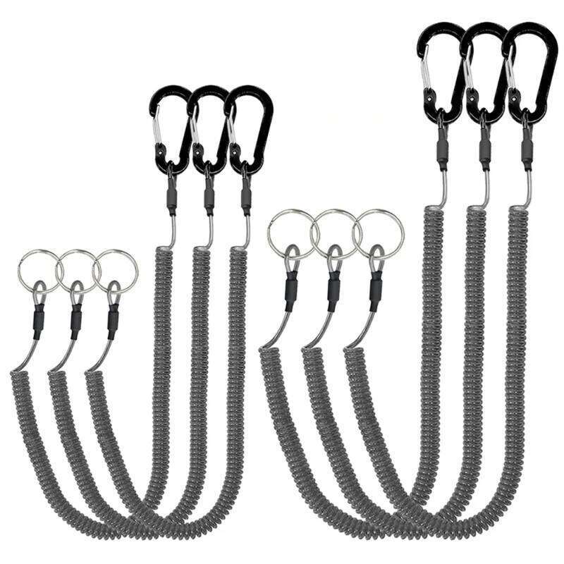 Elastic Lanyard 1.5m Safety Rope Wire Steel with Carabiner for Fishing Tools Pliers Fish Lip Grips Holder Accessories Y260305