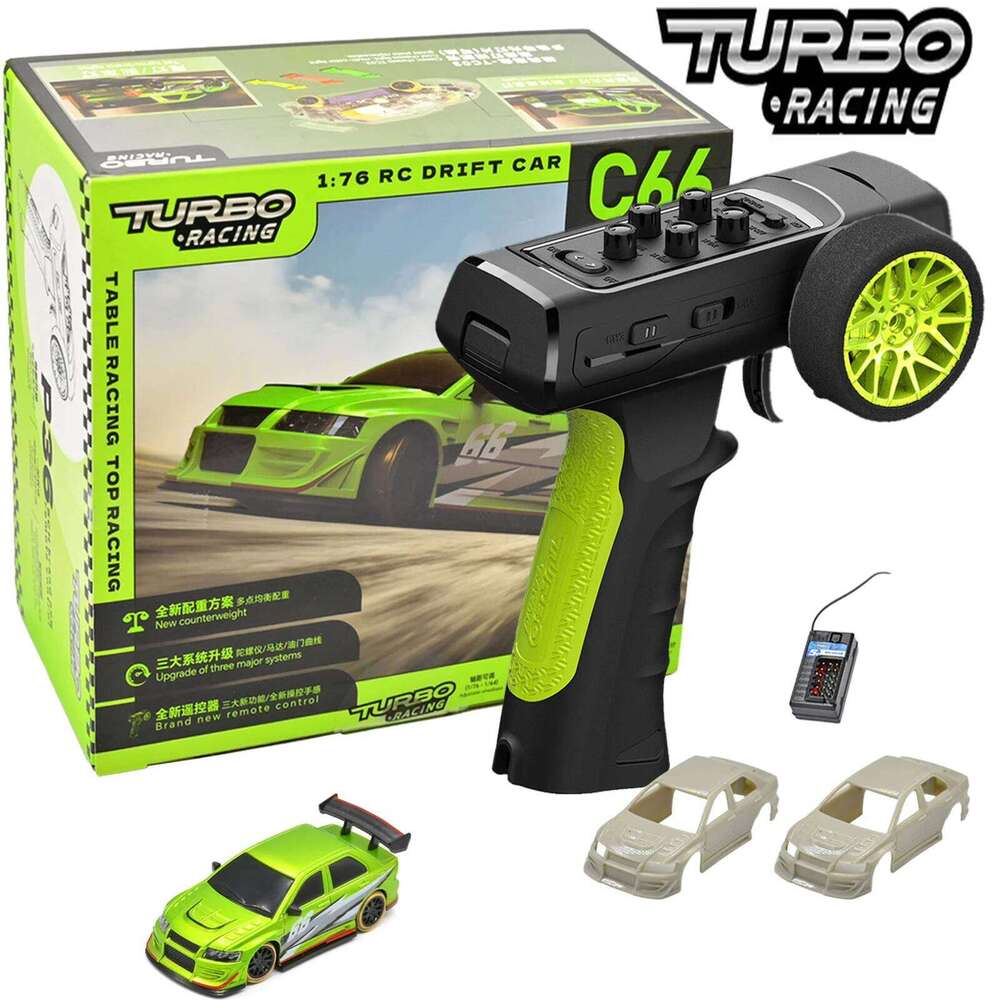 Turbo Racing 1:76 C66 Drift RC Car With Gyro Radio Full Proportional Remote Control RTR Desktop Toys For Kids and Adults C260305
