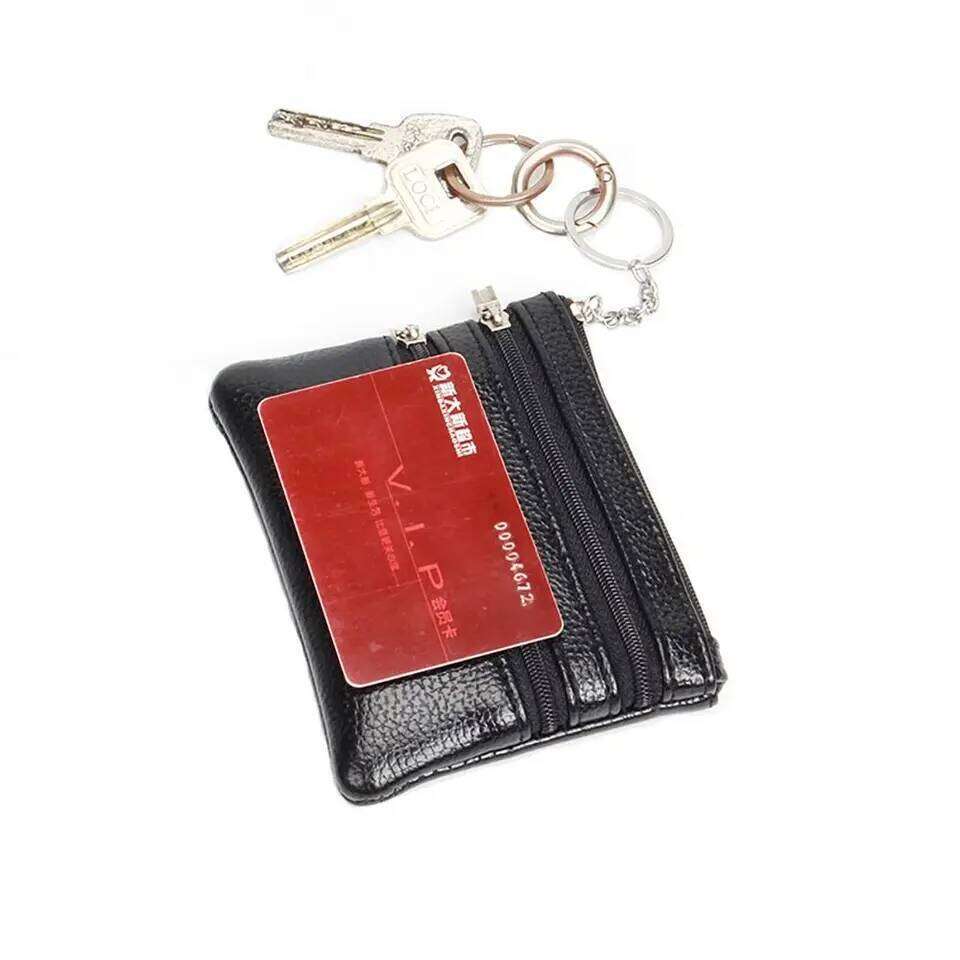 PU Leather Key Ring Waterproof Pocket Money Coin Purse Zipper Wear-resistant Credit Card Holder C260304