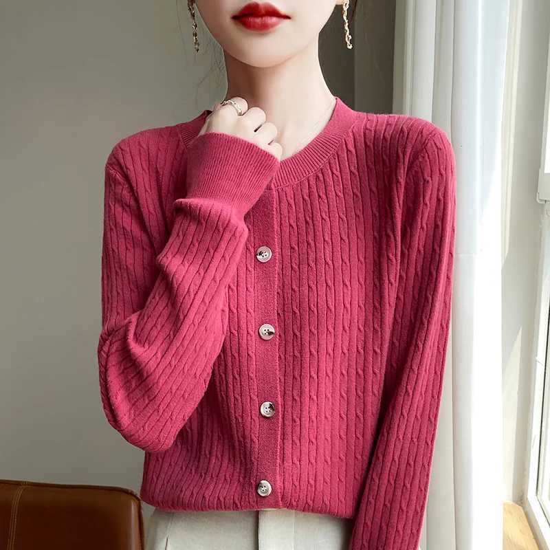 Autumn And Winter Fashion Knitted Cardigan Button Sweater Round-Neck Comfortable Long-Sleeved Sweater For Women RY416 M260306