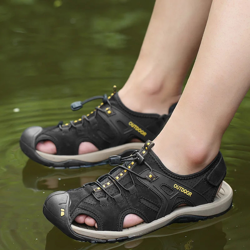 Summer Mens Sandals Outdoor Non-slip Mens Beach Sandals Handmade Genuine Leather Mens Shoes Fashion Men Sneakers 260304