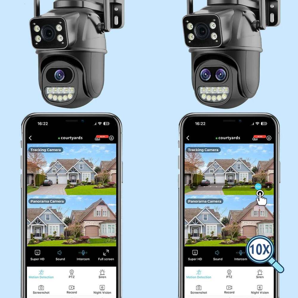PEGATAH 15MP WiFi Security PTZ Outdoor Dual Screen 10X Zoom Human Detection 10MP Surveillance Video IP Camera O-Kam Pro 26W0306