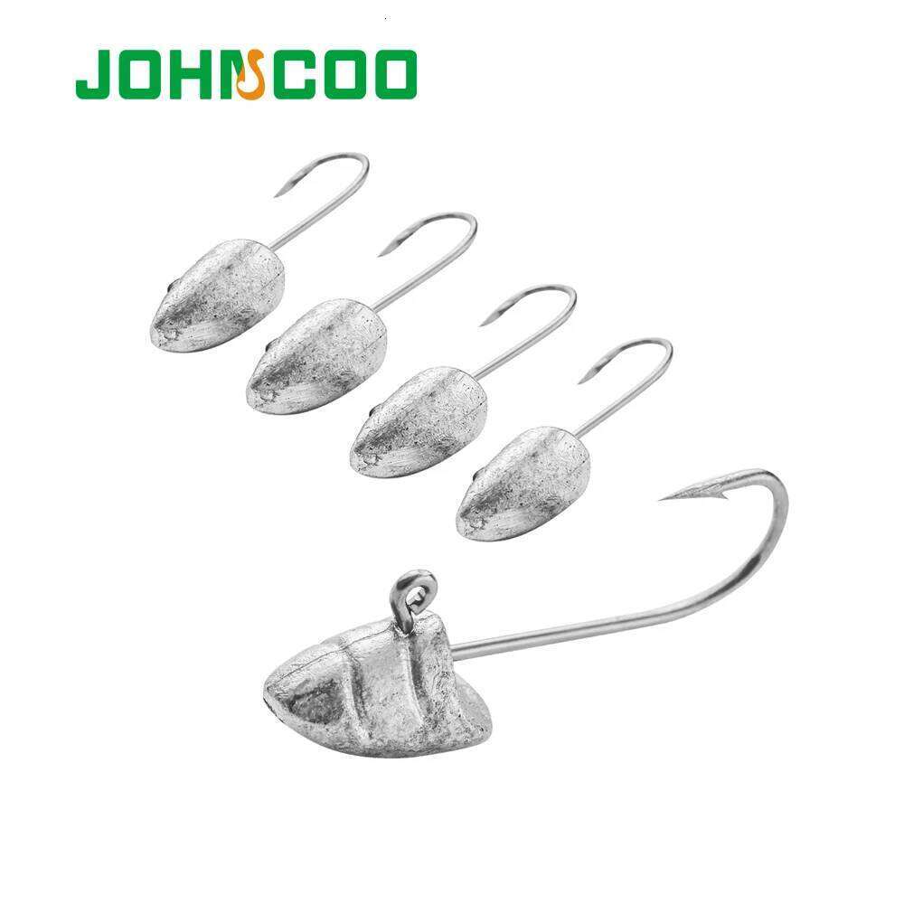 JOHNCOO 10pcs Hooks1.5g 2g 3.5g 5g Jig Head Barbed Worm Soft Lure Exposed Jigging Hook Fishing Hooks S260305