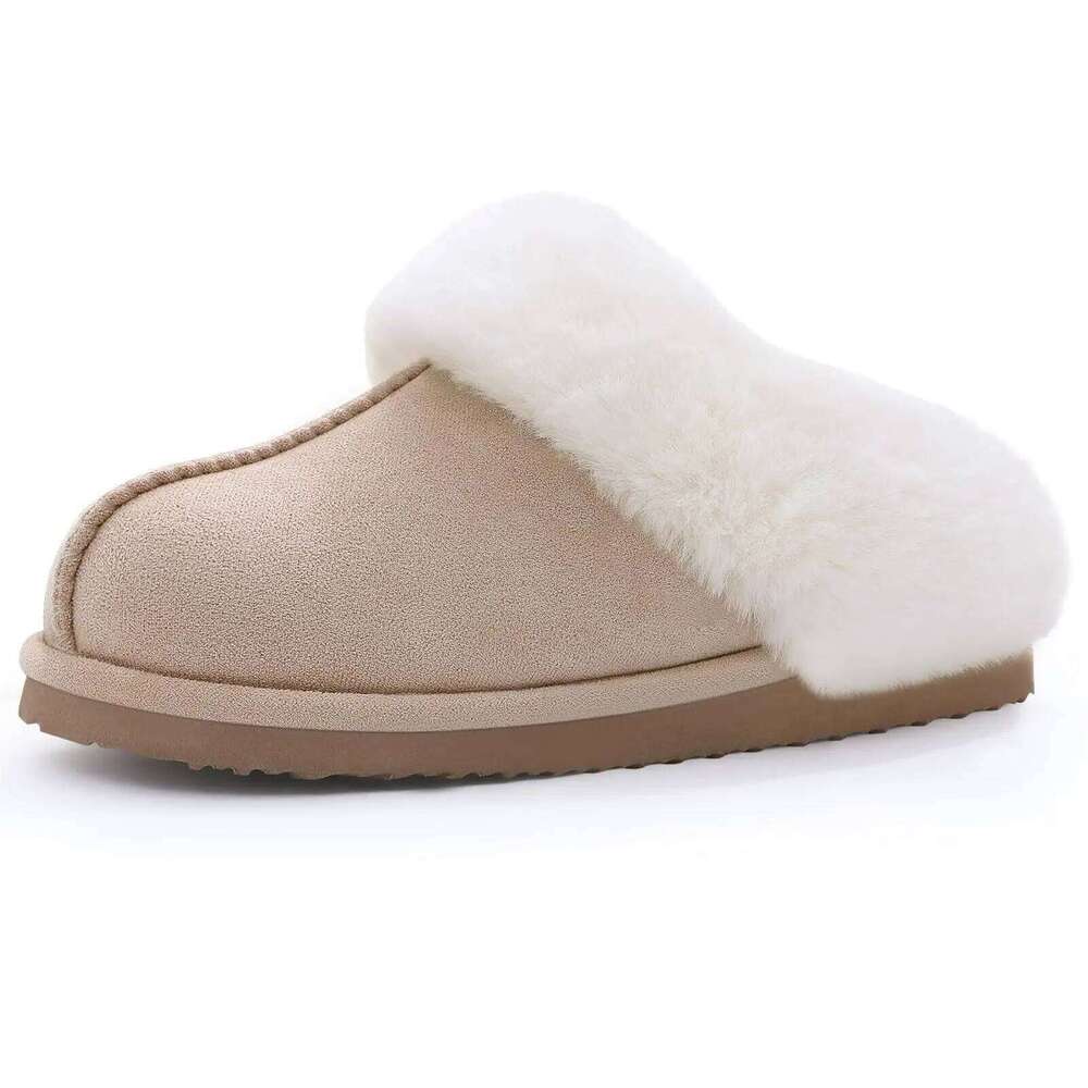 Litfun Winter Fuzzy Women's Fluffy Non-slip House Warm Faux Fur Slides Cozy Plush Lining Outdoor Slippers