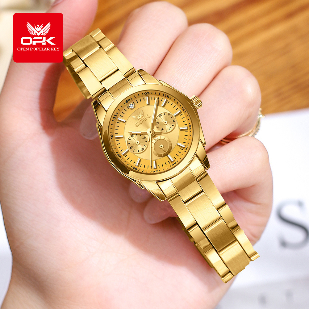 New popular European and American OPK brand watch, college style women's watch, three dial luminous waterproof quartz luxury women's watch