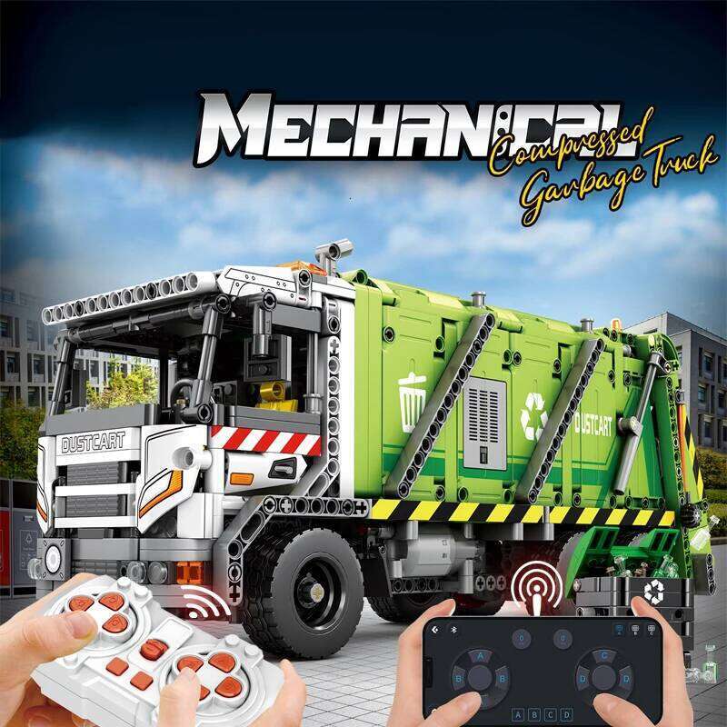 Remote Control Compressed Garbage Truck Building Blocks City Sanitation Technical RC Car Model Bricks Kids Toys Holiday Gifts Z260305