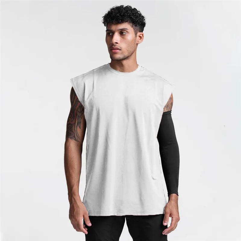 Summer Gym Vest Men Broad Shoulder Sleeveless Sports Tank Top Quick-dry Cotton Fitness T-shirt Running Tank Top Men Tops 260306