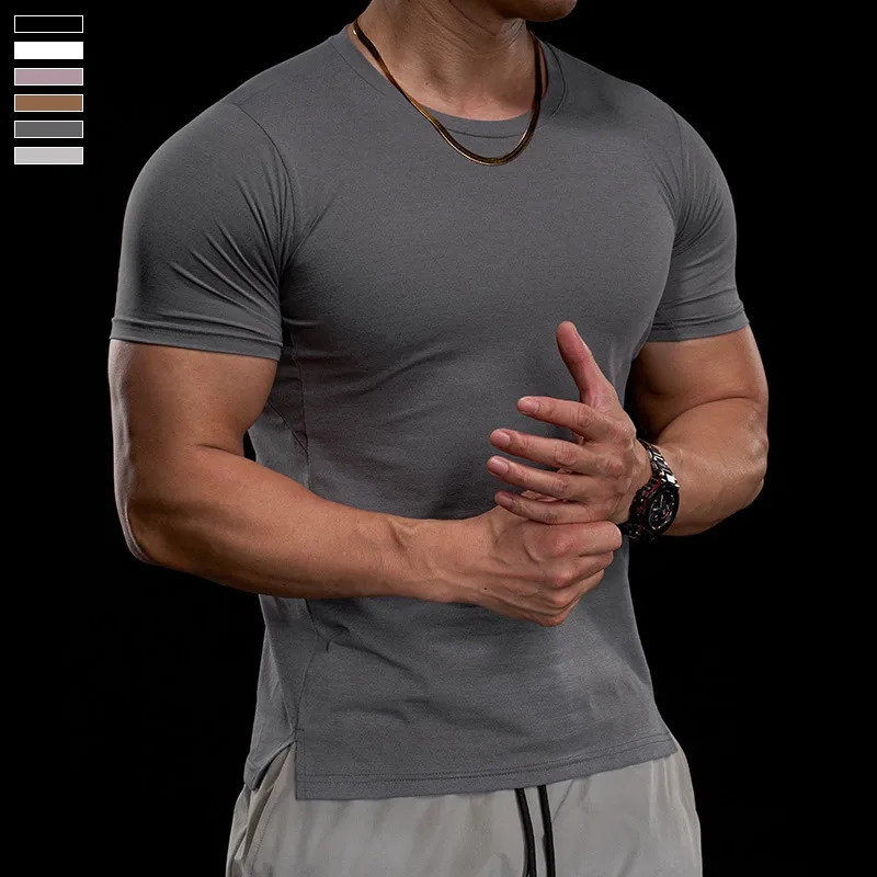 Mens Gym Fitness Training Clothing Highelasticity Breathable Sports Tight Shortsleeved Tshirt Running 260302