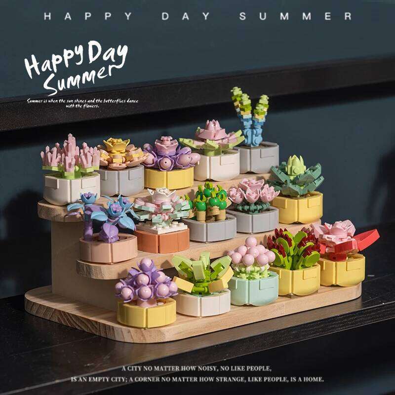 MOC Succulent Potted Model Building Block Bouquet Rose Lavender Lily Simulation Flower Bricks Home Decoration Valentine's Z260306