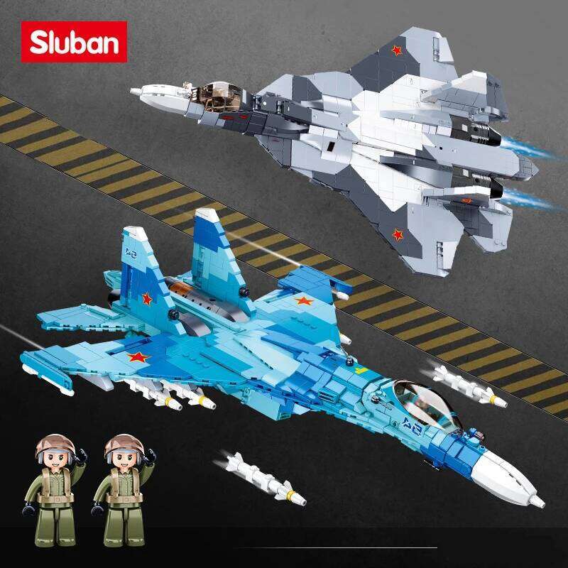 Sluban Military Air Force Weapon Sukhoi Su-27 Su-57 Flanker Fighter Building Blocks Kit Bricks WW2 Classic Model Toys Boys Gift Z260306