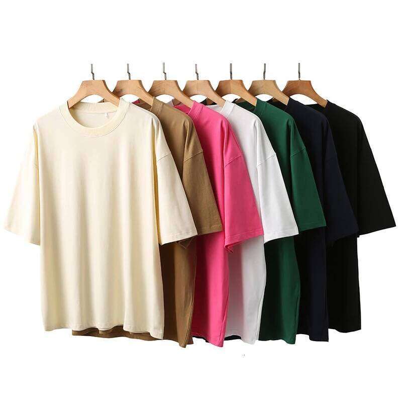 230gsm Oversized Heavy Tops T-shirt for Men Short Sleeve Tee Cotton Solid Color Trend Leisure Green White Black 26H0306
