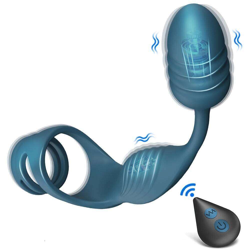 Cock Prostate Vibrator Double Ring Anal Plug Vibrating Delay Ejaculation Male Masturbator Sex Toys for Men 18+ W260305