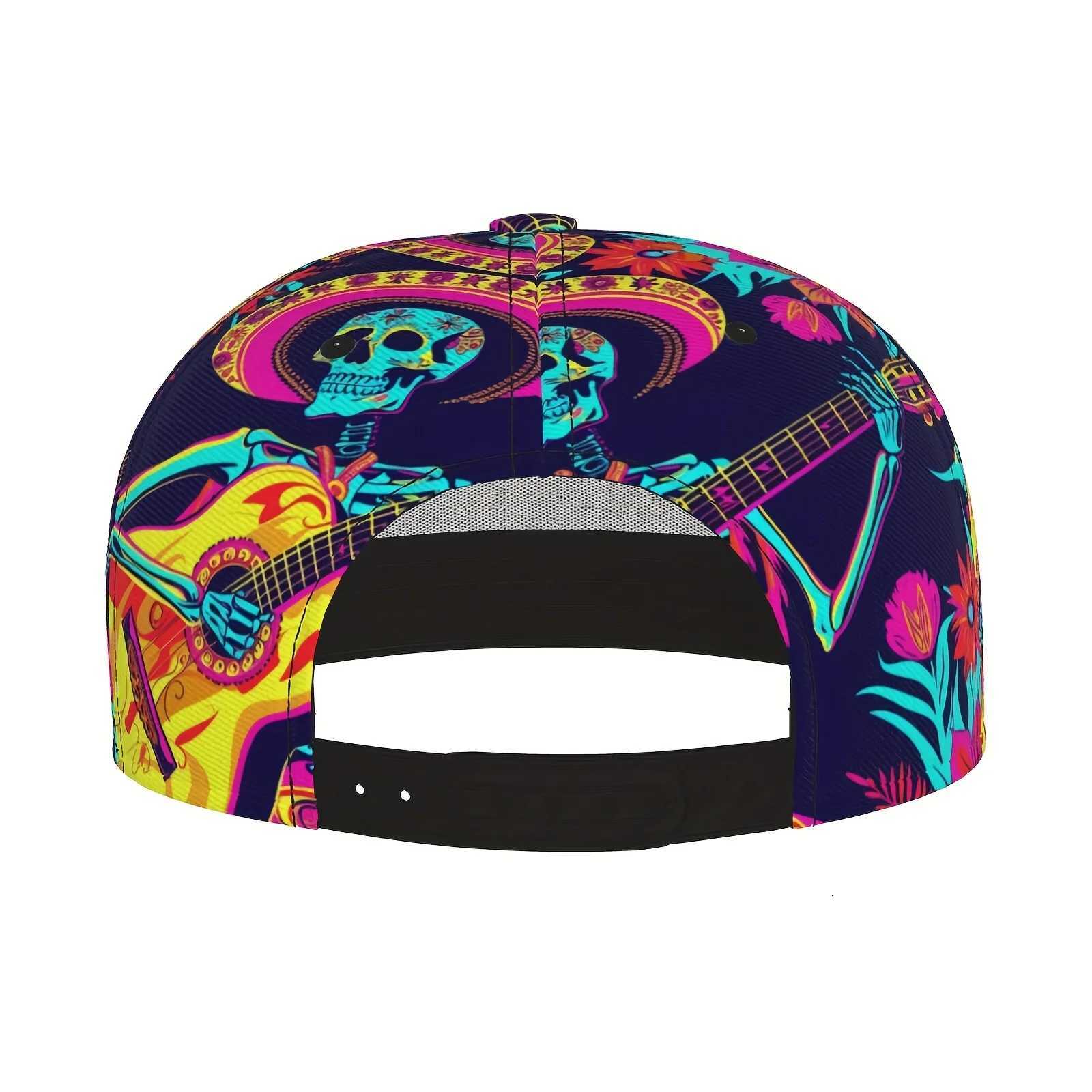 Breathable Polyester Skeleton Guitarist Cap Adjustable Breathable Polyester Skeleton Guitarist Snapback Baseball Cap S260306