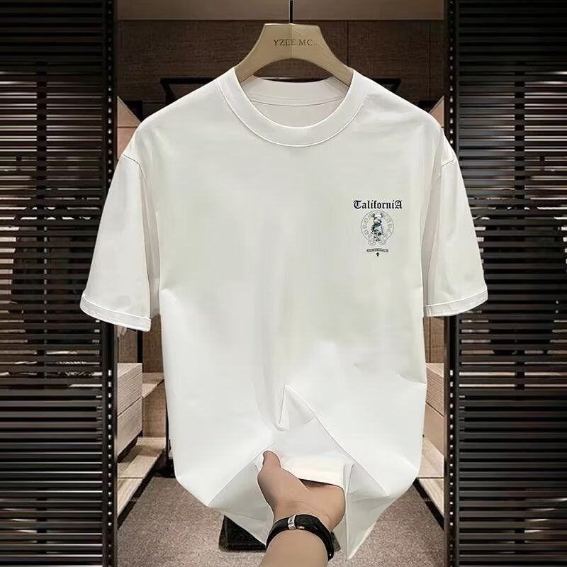High-quality men's short-sleeved T-shirt American casual style summer round neck printed breathable versatile top