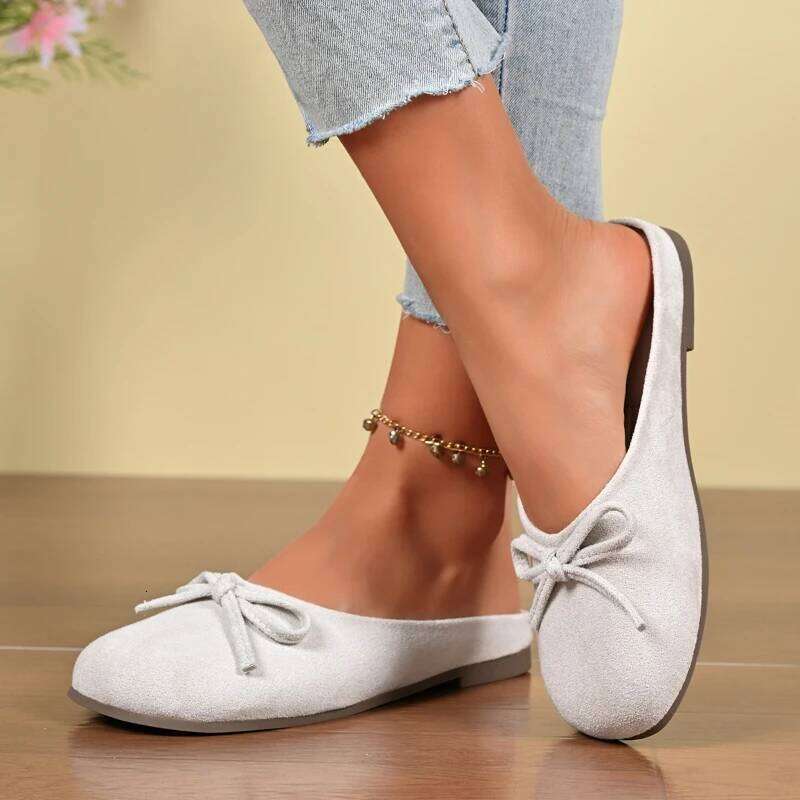 2026 new women's fashionable bow toe casual with soft soles comfortable and wear-resistant flat shoes