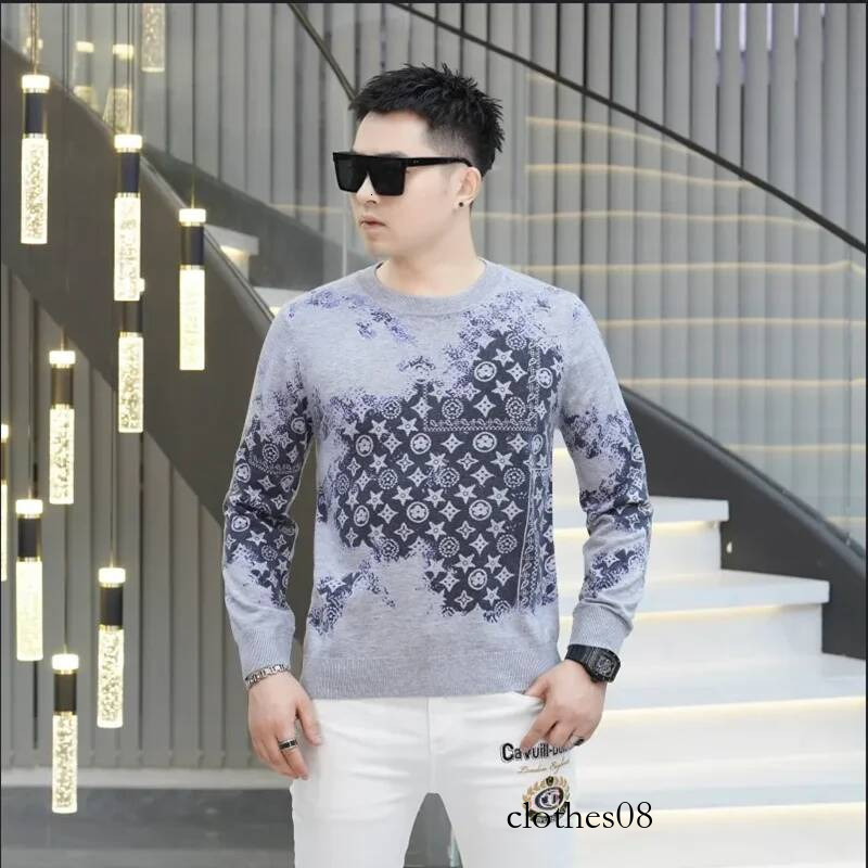 2026 Autumn Winter Jacquard Men - Fashion Round Neck Knit Top, Trendy Long Sleeve Pullover, Stylish Male Sweater Casual