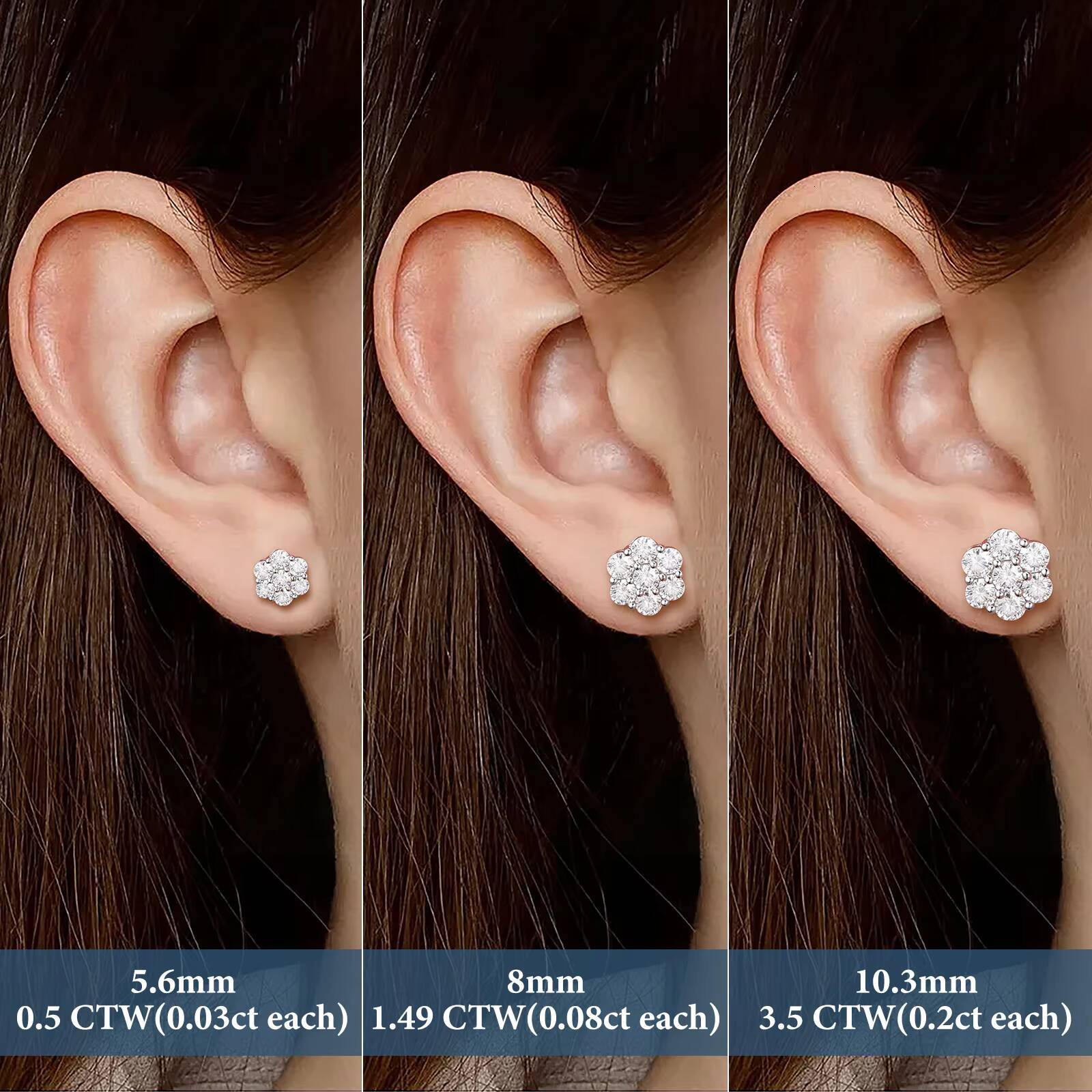 Bulk Wholesale Multi Size Cluster Moissanite Flower Stud Earrings 925 Sterling Silver VVS Diamond Luxury Fine Jewelry Men Women