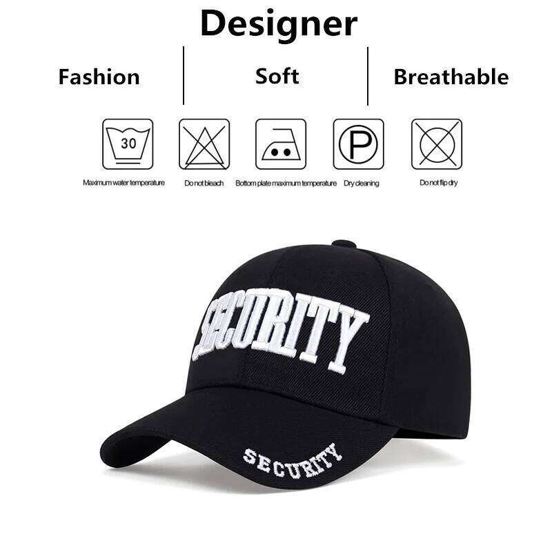 Unisex SECURITY Embroidery Baseball Caps Spring and Autumn Outdoor Adjustable Casual Hats Sunscreen Hat Y260304