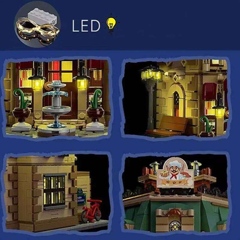 3104PCS Paris Restaurant Building Blocks Creative City Street View MOC Bricks Model Set With Lights Kids DIY Toys Holiday Gifts Z260305