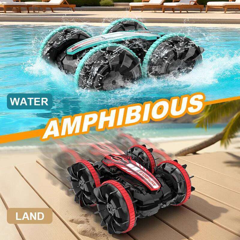 Remote-controlled toy car, with colorful flashing lights, suitable both water and land use, a gift for children C260305