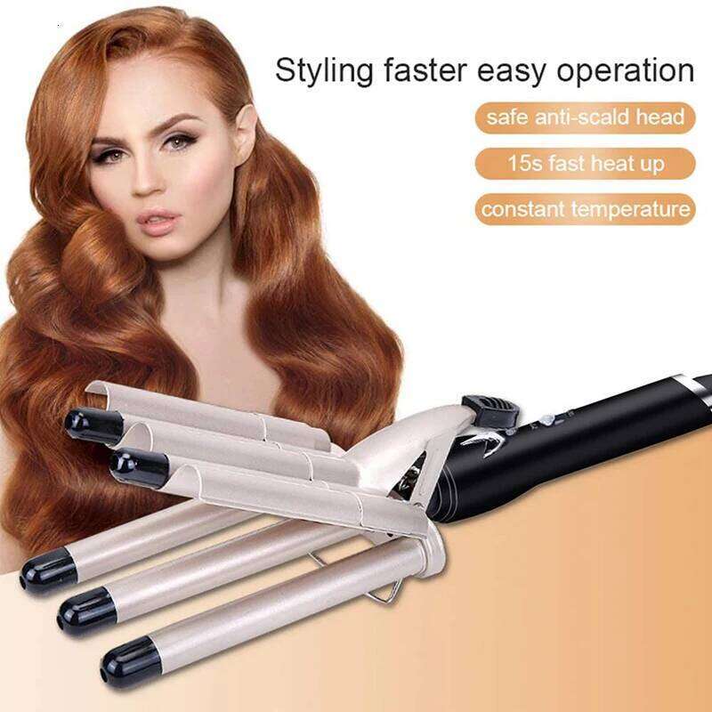 Professional Ceramic Hair Curler with Five Tubes Wavy Curling Iron PTC Electric Heater Household Use Portable 26Y0306