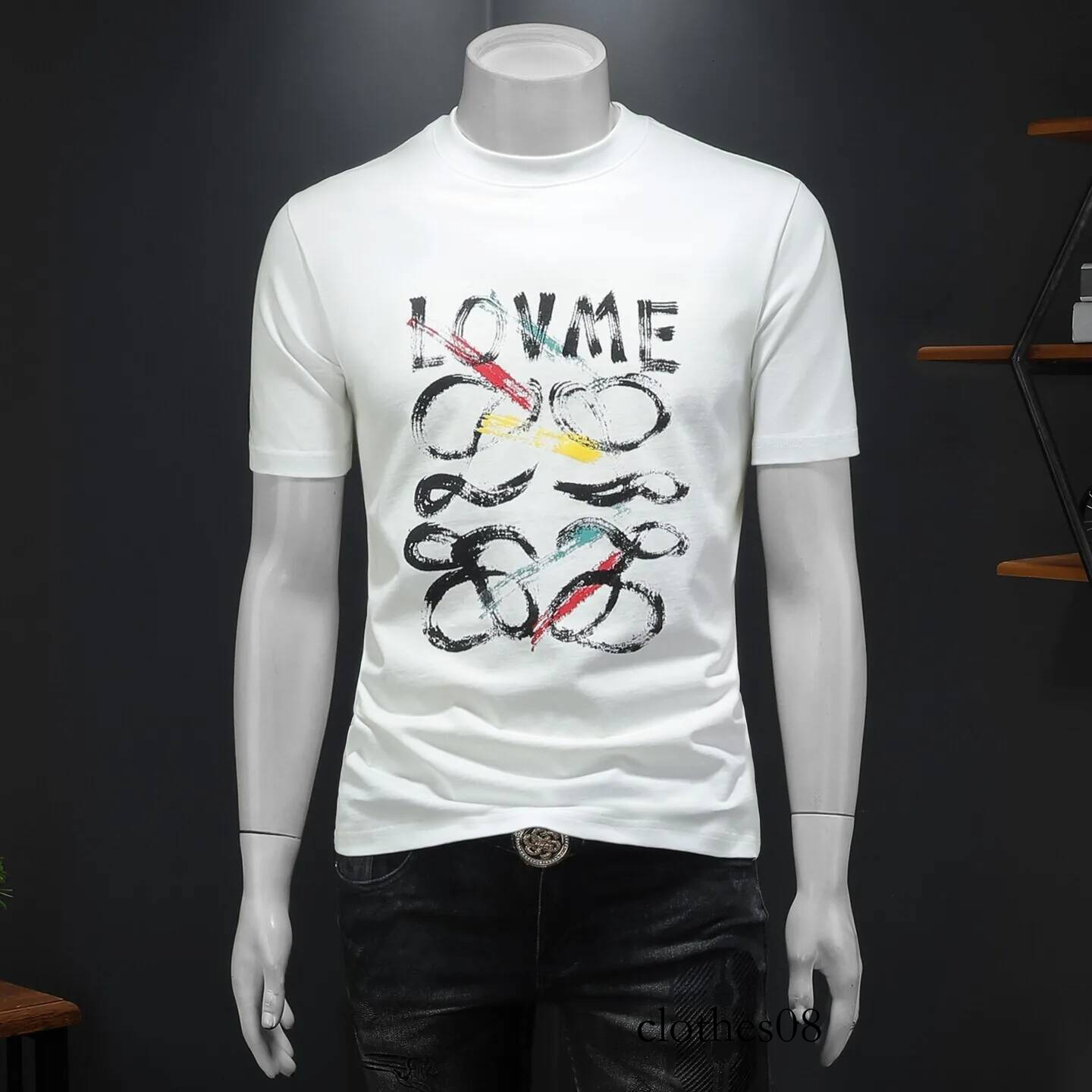 Men T shirt Faionable round Ne Wide Fit ort T-irt High End f Sve Polyester Cotton Blend Summer Top