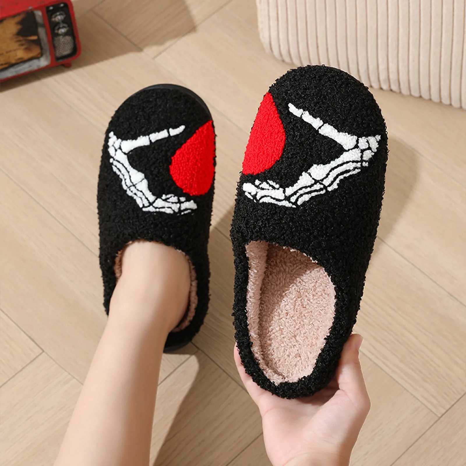 Ghostface Home Cotten Slippers WomenS Winter Halloween Black Warm Plush Slippers Men Flip Flops Indoor Floor Slippers Gift S260305