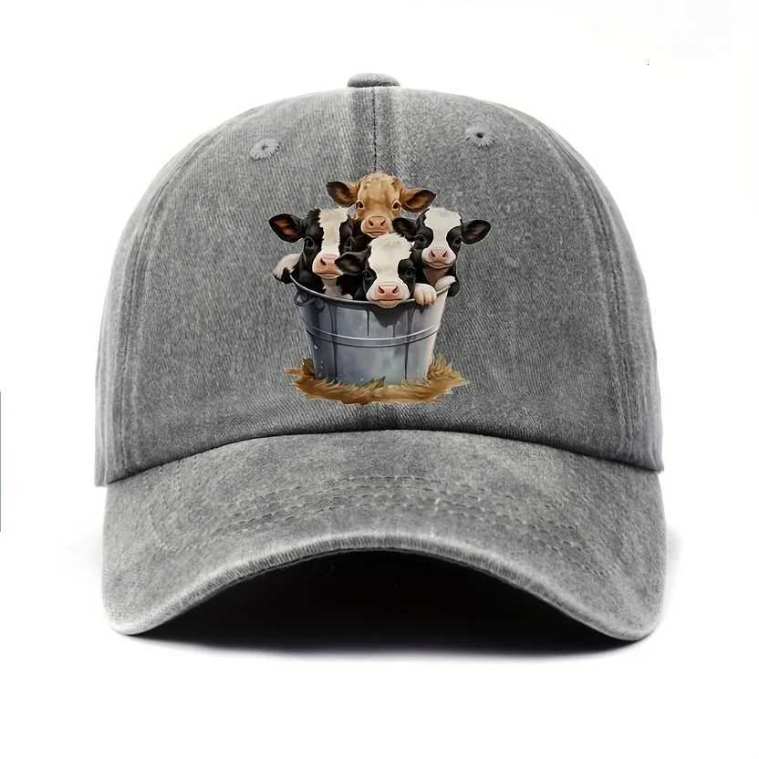 Cute cow print baseball cap with adjustable brim for outdoor sun protection and casual duckbill cap suitable for men and women S260306