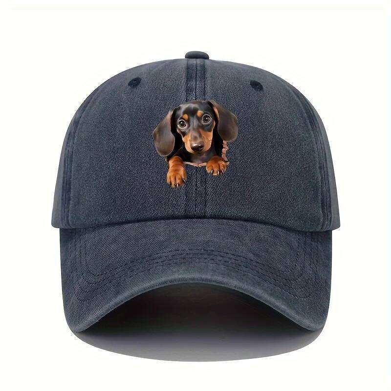 Vintage vintage dog print baseball cap, versatile fashionable for both men and women Y260304