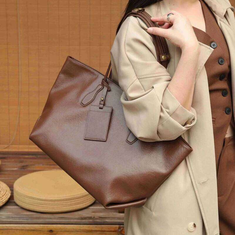 Burminsa Cowhide Genuine Leather Soft Large Tote Shoulder Bags For Women Luxury Big Shopping Work Ladies Handbags TIANOUDAISHU