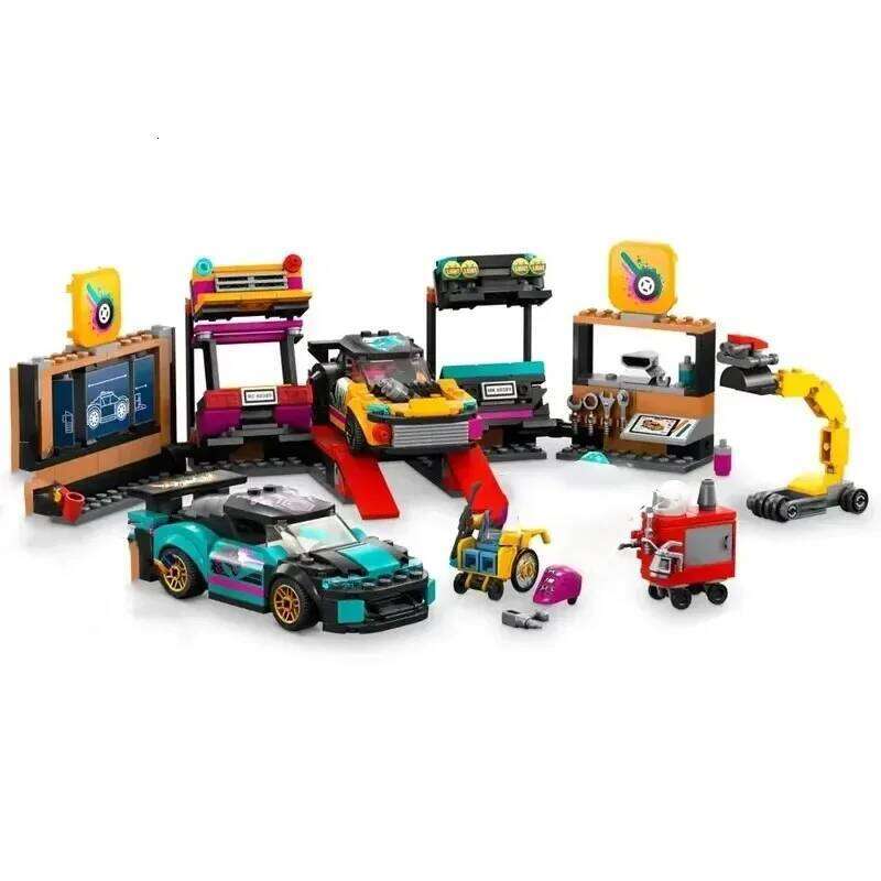 Compatible MOC Sets City Series Building Blocks 60389 Custom Garage Car Service Center Children's Gift Assembling Toys Z260306