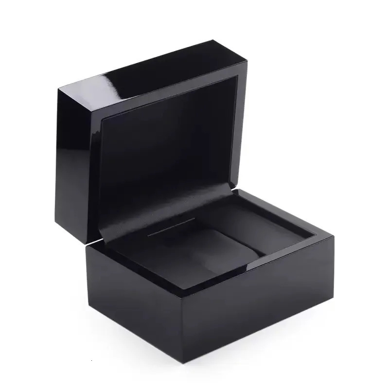 High-quality Black Watch Storage Box Wooden Leather Lining Jewelry Organizer Watch Case Box Personal Choice 260304