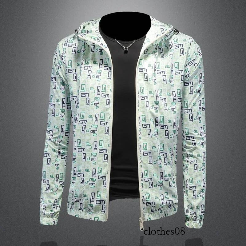 New Arrival Spring Autumn Hooded Men's Jackets Luxury Geometry Allover Printed Zipper Sport Casual Male Coats Plus Size 5XL