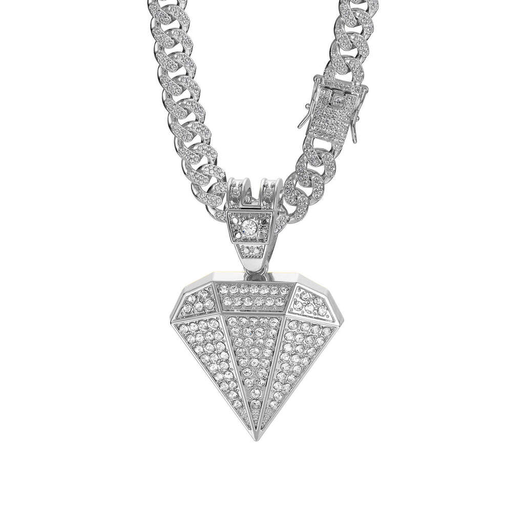 Double-layer three-dimensional cross-border new European and American hip-hop style large diamond pendant, zinc alloy, full diamond, high quality, fac