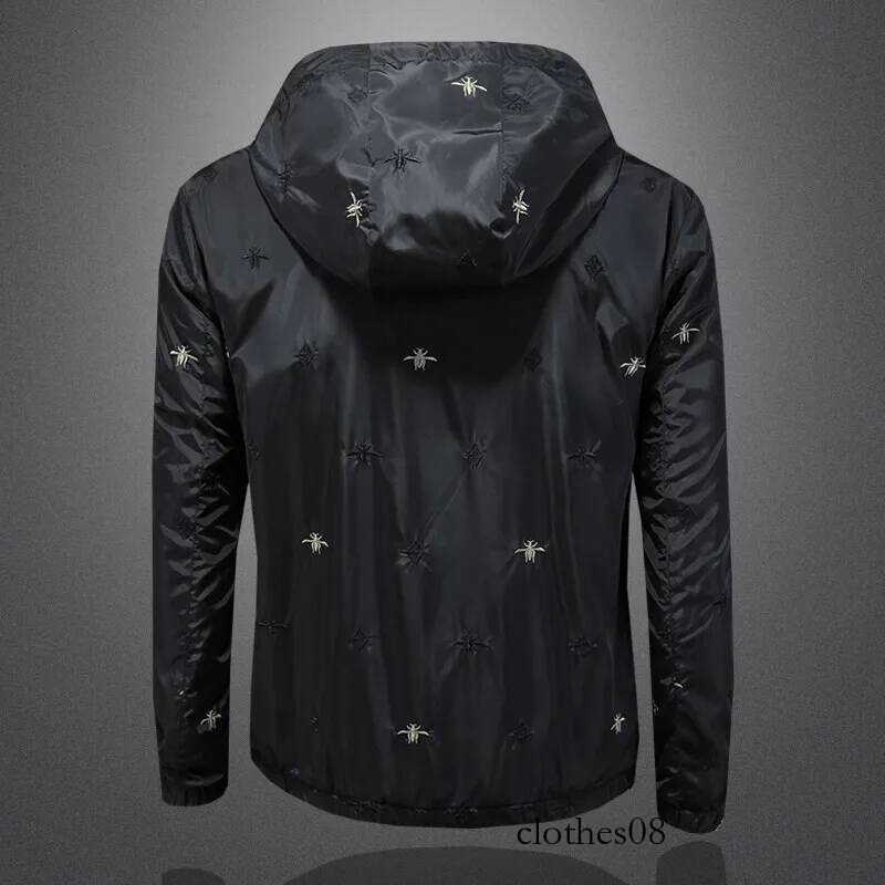 Men's Embroidered Jaet Hooded Thin Faion Urban Sle Polyester Long Sve Zipper Closure Casual Wear Spring New Arrivals