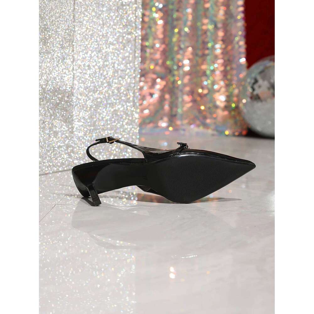 Women's Fashion Patent Leather Pointed-Toe Low-Cut High Heel