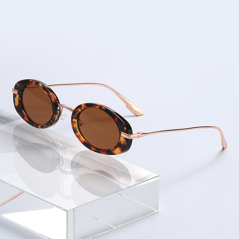 New Fashion Elliptical Frame Outdoor Bicycle Sunglasses Sunglasses European And American Retro Sunglasses High End UV Resistant Designer Sunglasses Wh