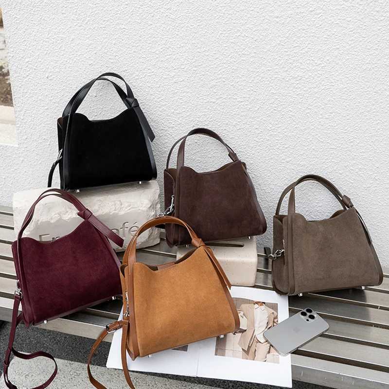 Women Suede Cow Leather Shoulder Bag Female Genuine Leather Versatile Handbags Ladies Fashion Designer Crossbody Bags H260306