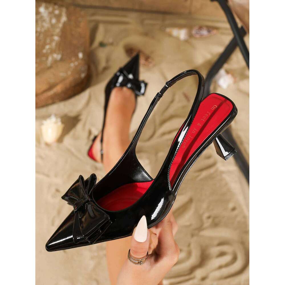 Ladies Butterfly Knot Decorated Pointed Toe Slim High Heels Elegant Women's Footwear