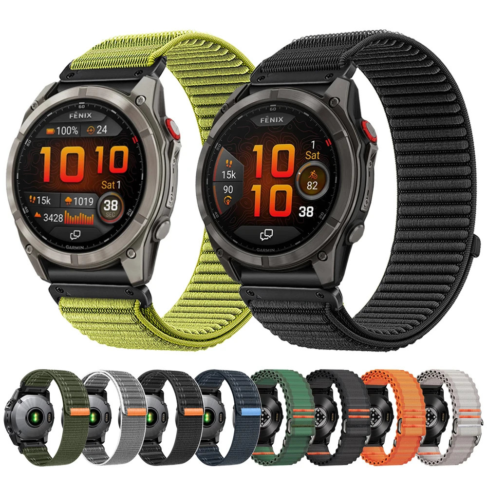 QuickFit 26mm 22mm Nylon Strap For Garmin 8 Pro 51mm AMOLED/MicroLED 8 47mm 7 7X Pro Solar 6 6X Watch Band Bracelet 260304