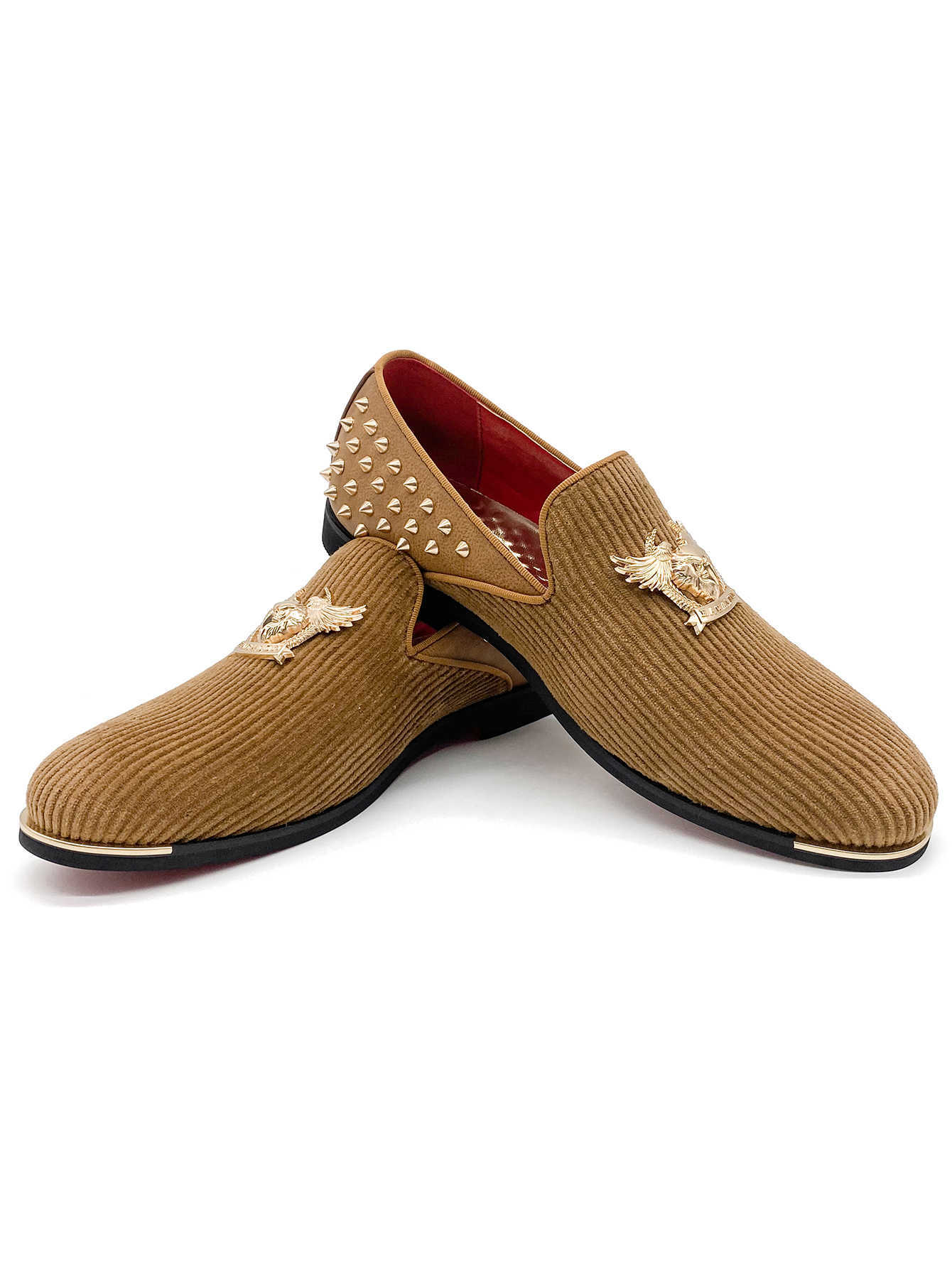 Luxury Wedding Shoes Mens Rivets Loafers Men Dress Shoes High Quality Pointed Toes Formal Business Party Loafer E95