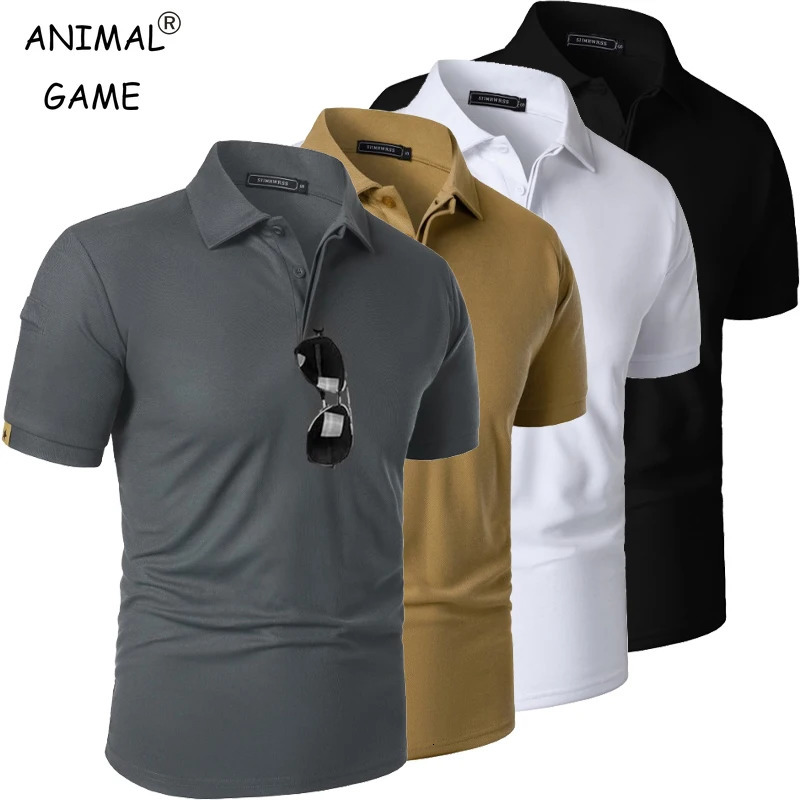 Summer Mens Short Sleeve Polo Shirt Sports Tennis TShirt MoistureWicking Shirts Breathable Button Streetwear Oversized T 260302