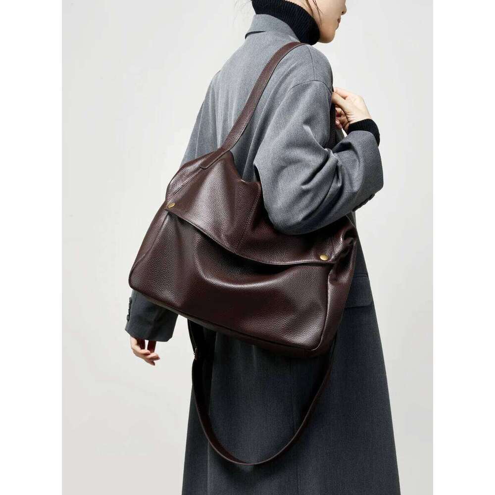 Genuine Women S Shoulder Bag Large Capacity Soft Cowhide Leather Tote Bag Simple Lady Casual Handbag For Commuting TIANOUDAISHU