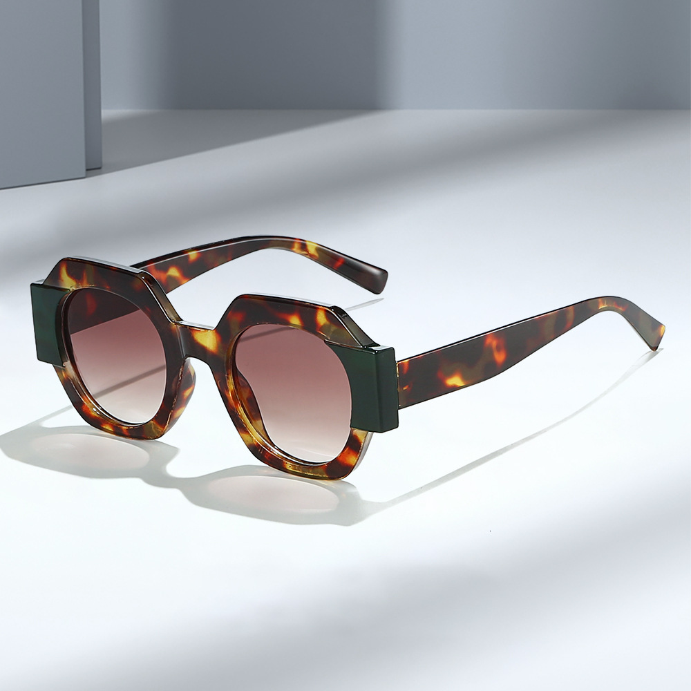 25 New Round Color Block Fashion European and American Style Personality UV Protection High-End Sunglasses
