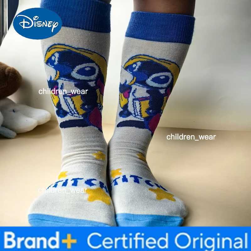 Disney Diseny Stitch Long Kids Socks Cartoon Stitch Kawaii Men Socks Creative Skateboard Socks Casual Fashion Knee-High Socks Gift Kid H260306