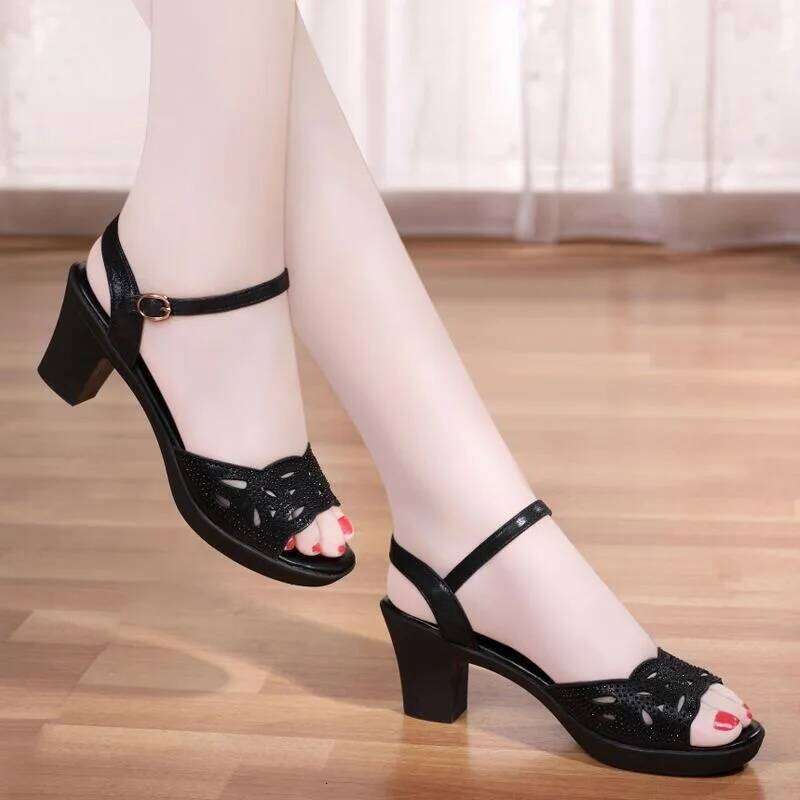 Black High Sandals, Buckle Block Heel Platform Pumps, Gothic Punk Party Shoes - Perfect for Prom & Clubbing