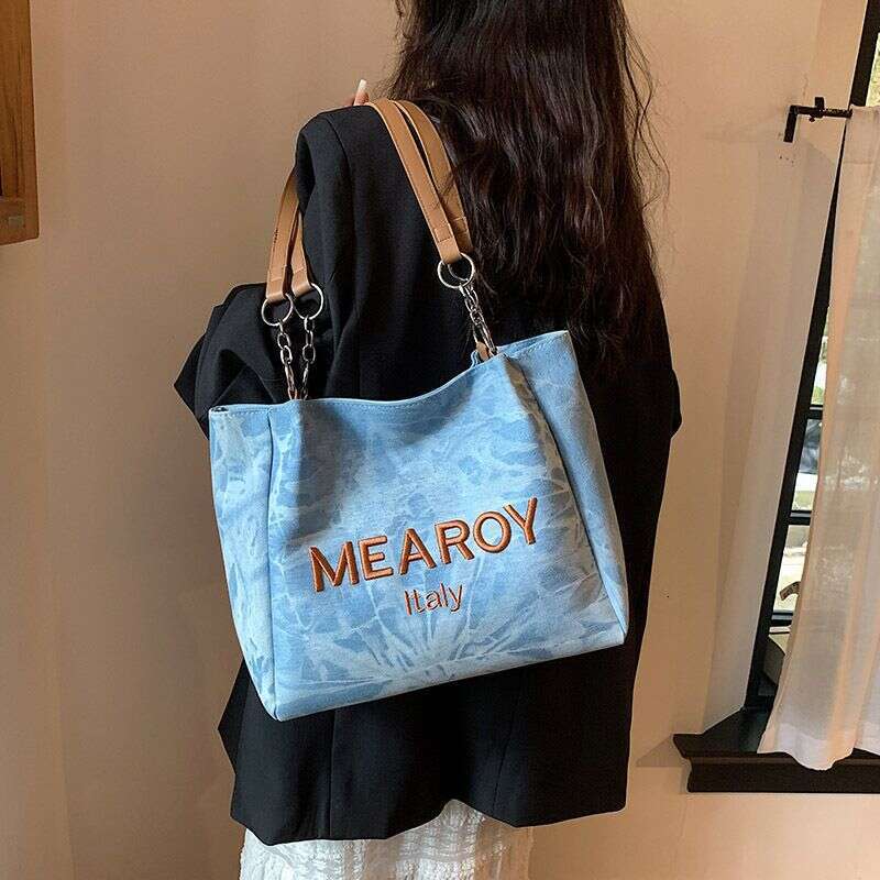 Denim Women S Large Capacity Class Commute Shoulder Tote Bag XIU LAI SI